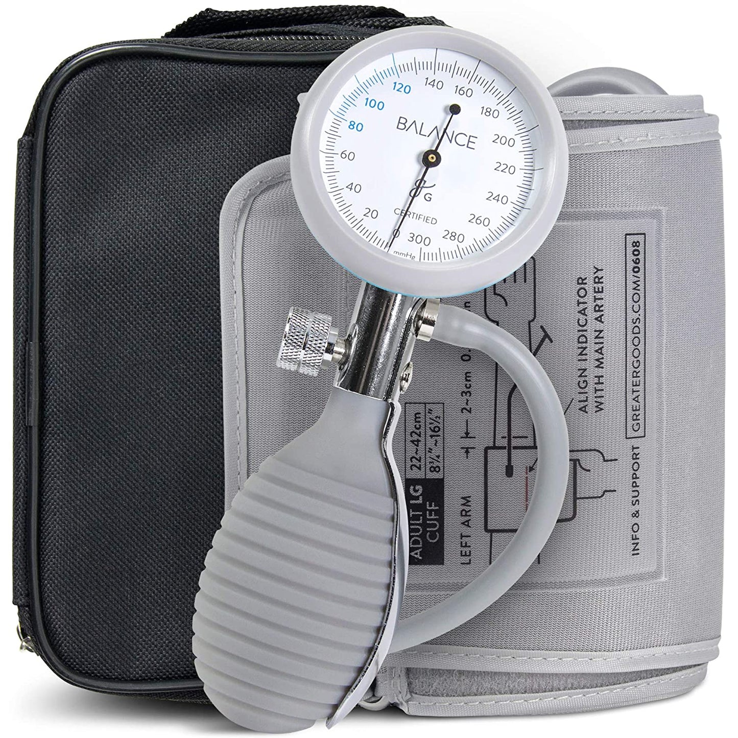 Greater Goods Sphygmomanometer Manual Blood Pressure Cuff with Combined Bulb and Dial (0610)