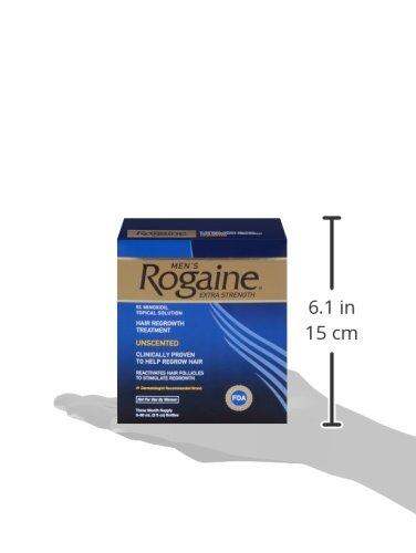 Men's Rogaine Hair Loss and Hair Regrowth Treatment, Minoxidil Topical Solution, Three Month Supply