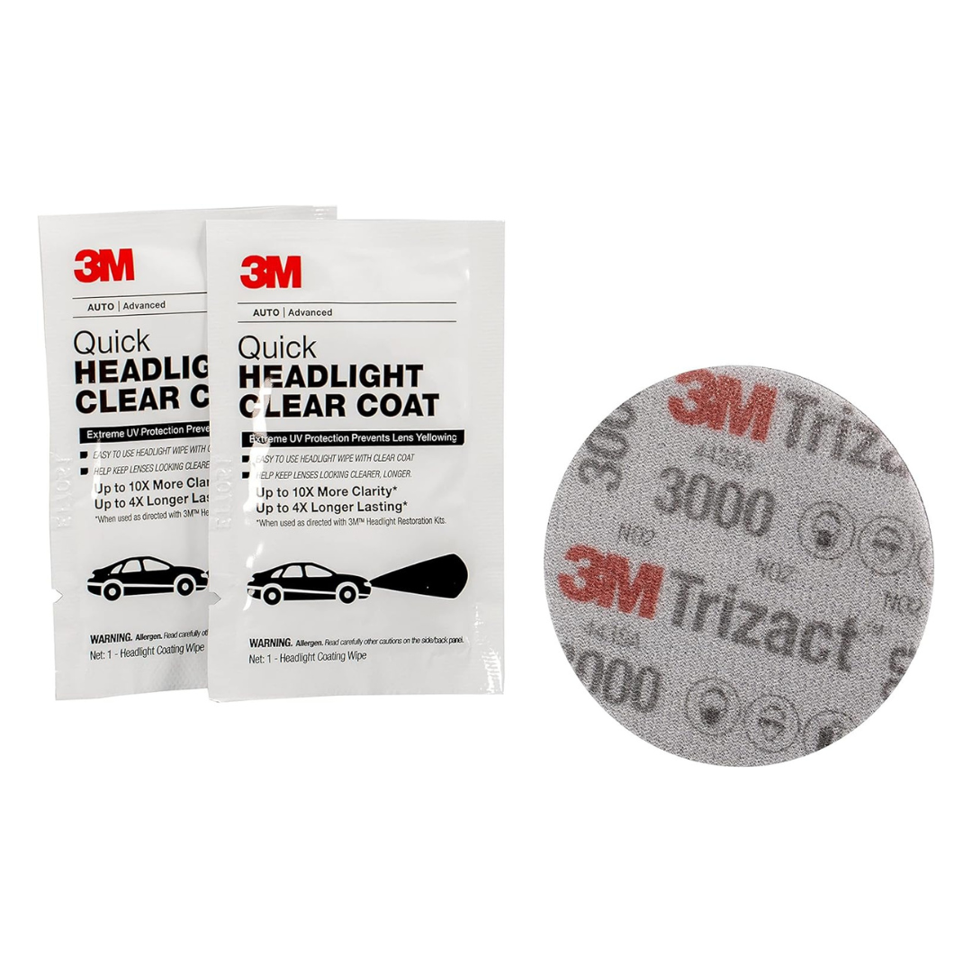 3M Quick & Easy Headlight Restoration Kit Removes Light Yellowing 1 Kit (39193)