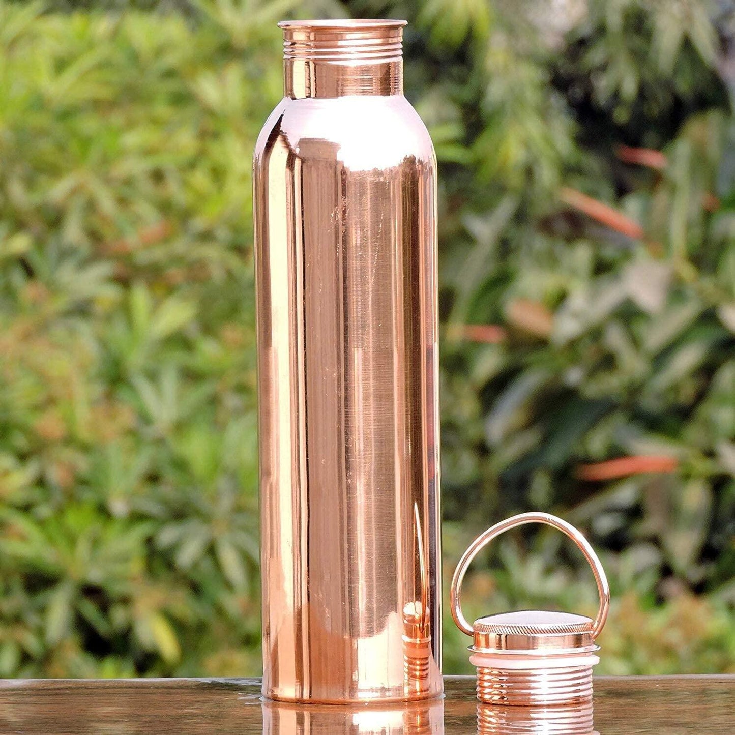 Ancient Impex Pure Copper Water Bottle with Handle with Ayurvedic Benefited, 33.84 US fl.oz Capacity