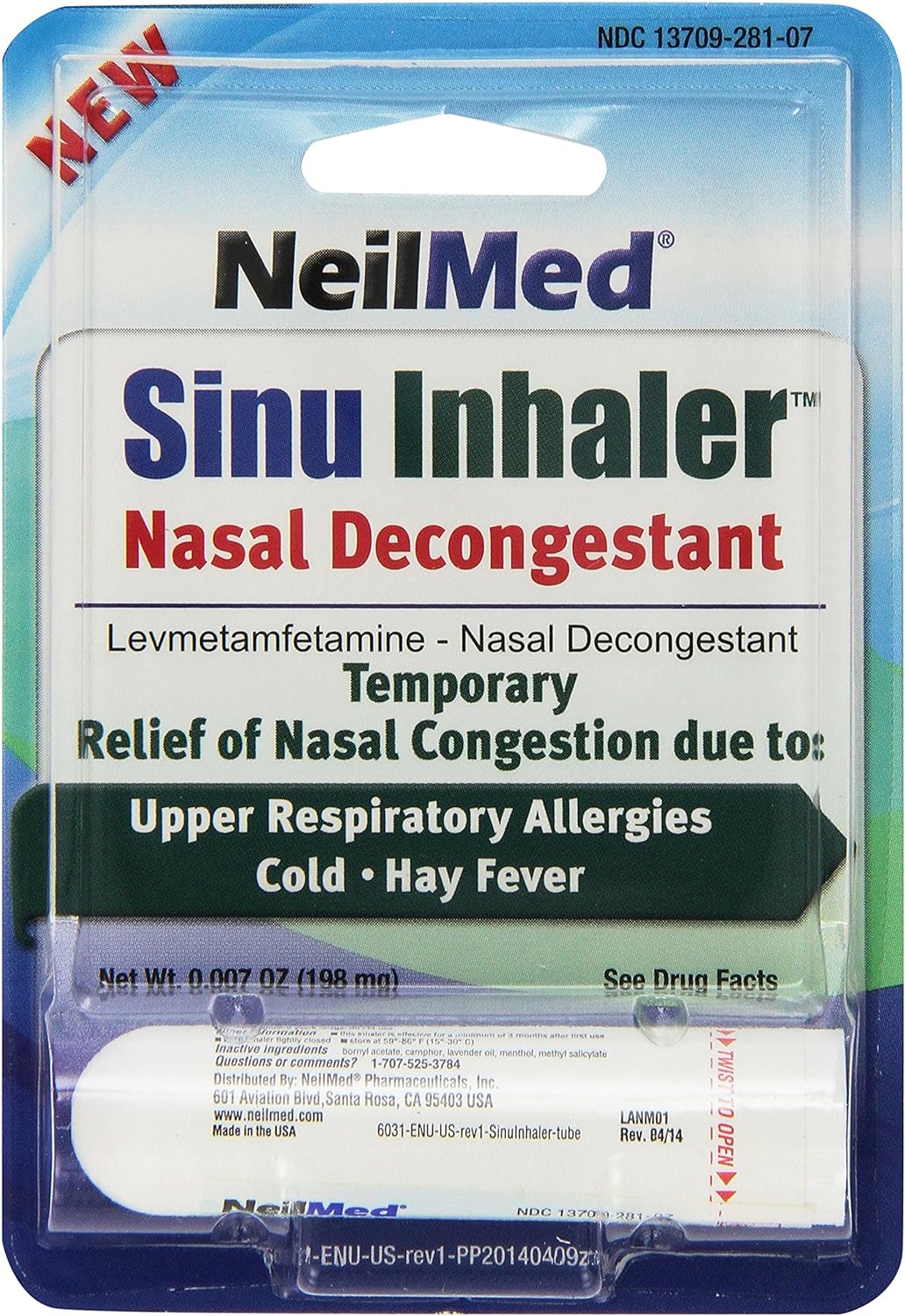 NeilMed Sinul Inhaler Nasal Decongestant 0.007 oz / 198mg