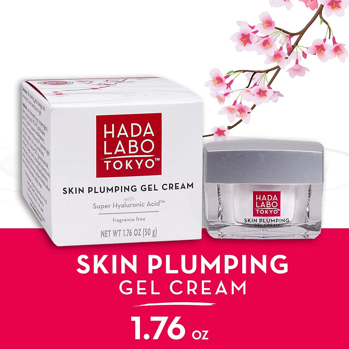 Hada Labo Tokyo Skin Plumping Gel Cream with Super Hyaluronic Acid & Collagen, 1.76 oz. / 50g