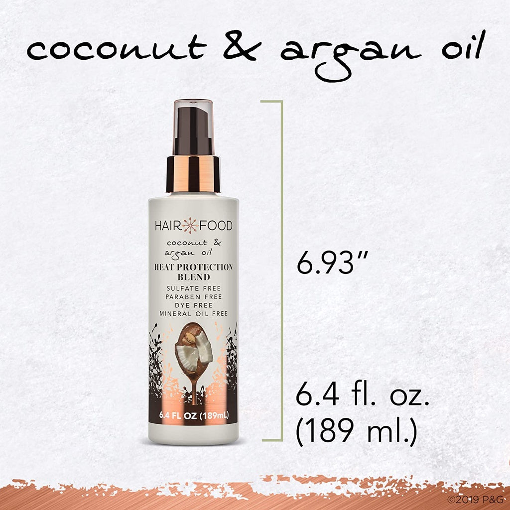Hair Food Coconut & Argan Oil Heat Protectant Spray Blend, 6.4 fl oz (190mL)