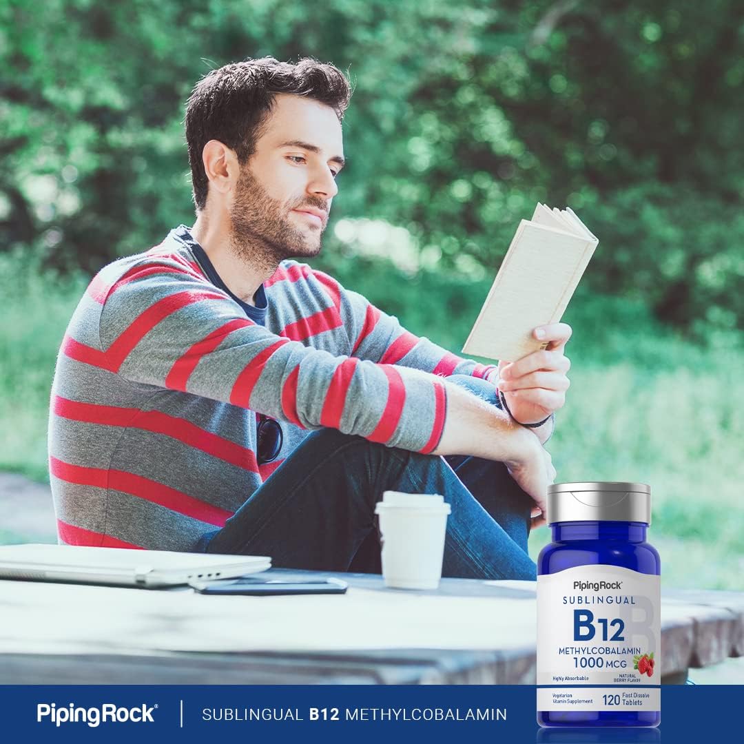 Piping Rock Sublingual B12 Methylcobalamin 1000mcg Natural Berry Flavor 120 Tablets
