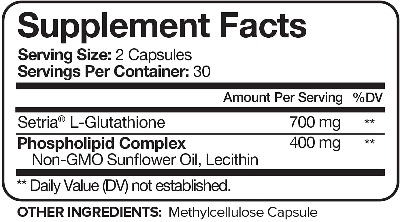 Nutrivein Liposomal Glutathione Enhanced Absorption 700 mg Per Serving, 60 Vegetable Capsules