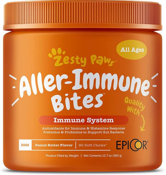 Zesty Paws Aller-Immune Bites For Immune System, Peanut Butter Flavor, 90 Soft Chews