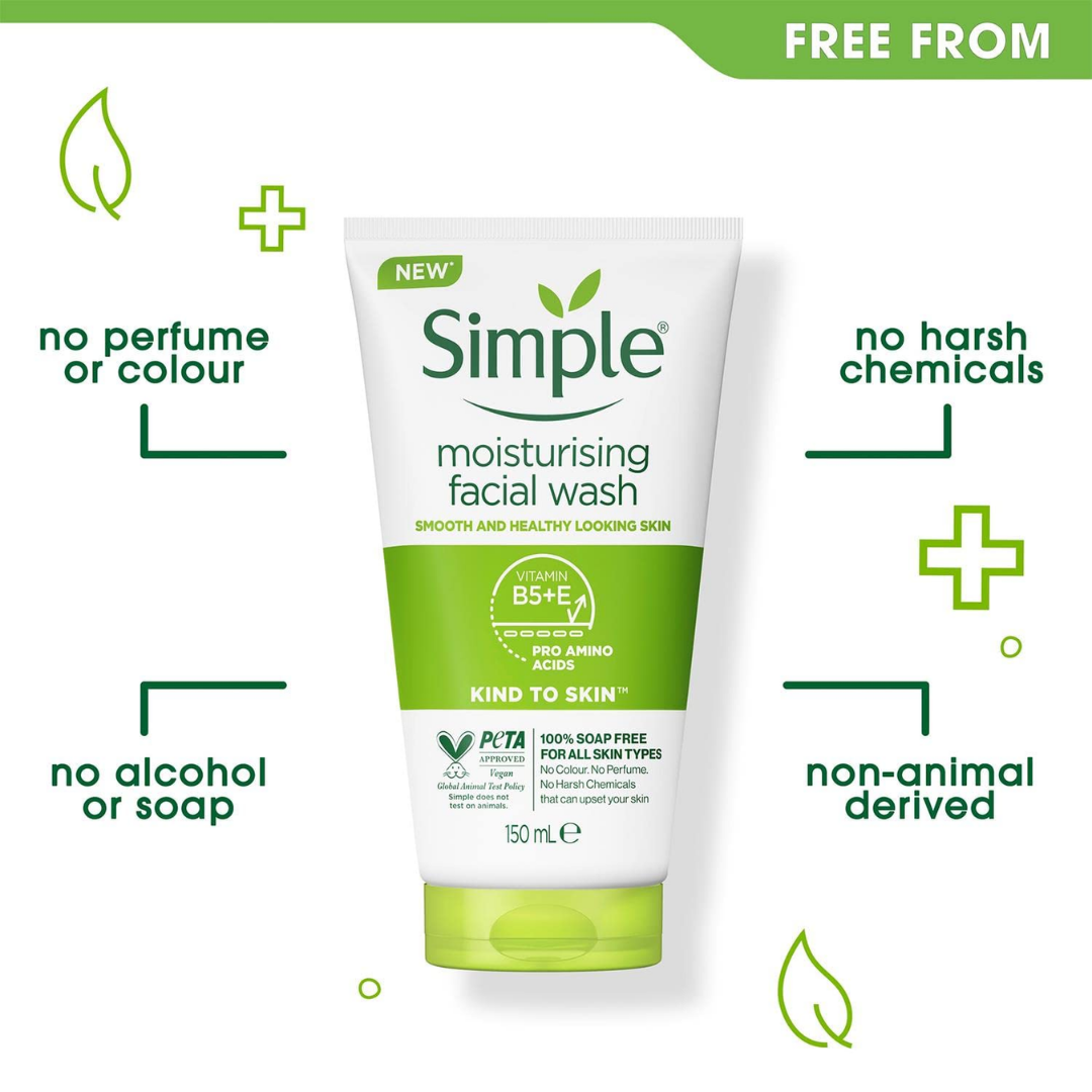 Simple Moisturizing Facial Wash Kind to Skin, 150 ml / 5.1 oz