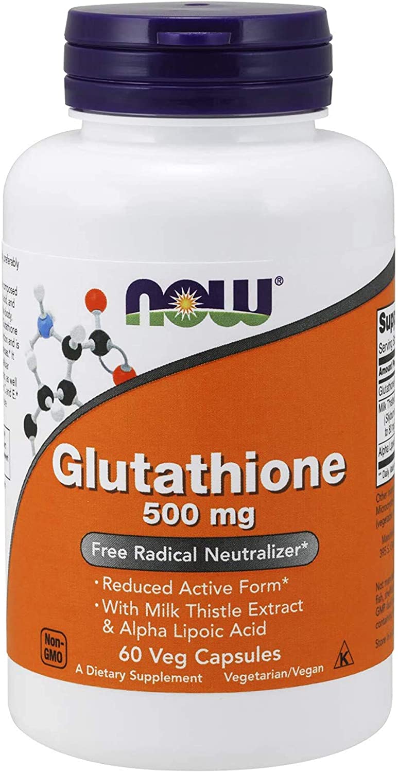 NOW Supplements, Glutathione 500 mg, with Milk Thistle Extract and Alpha Lipoic Acid, 60 Veg Capsules