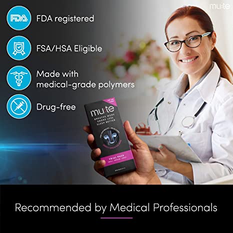 Rhinomed | Mute Nasal Dilator for Snore Reduction Aid Solution 1 Trial Pack Small, Medium, Large