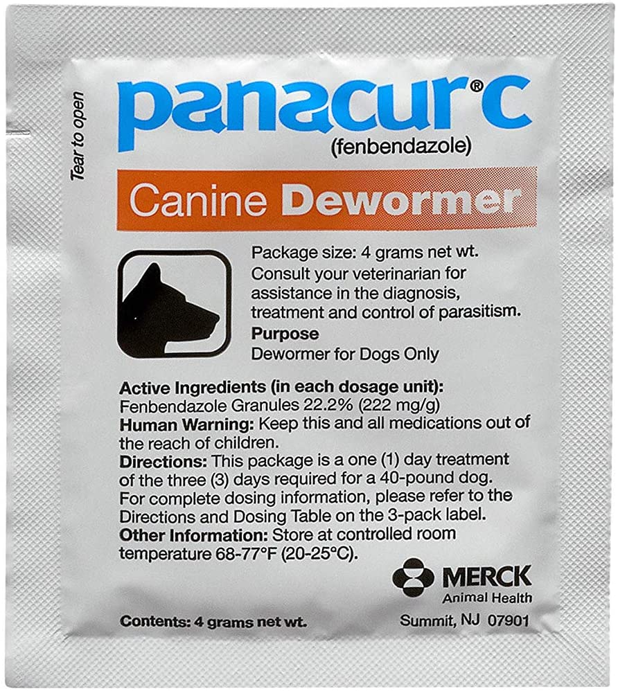 Panacur C Canine Dewormer for Dogs Only 40 lbs. 3 Packets