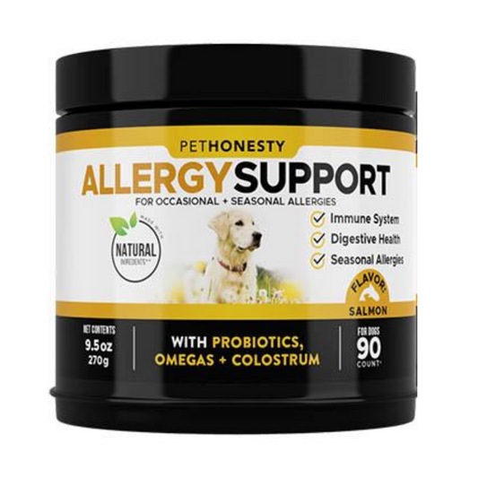PetHonesty Allergy Support Immunity Supplement for Dogs with Probiotics, Omegas & Colostrum, PEANUT BUTTER Flavor, 90 Count, (PACKAGING MAY VARY)