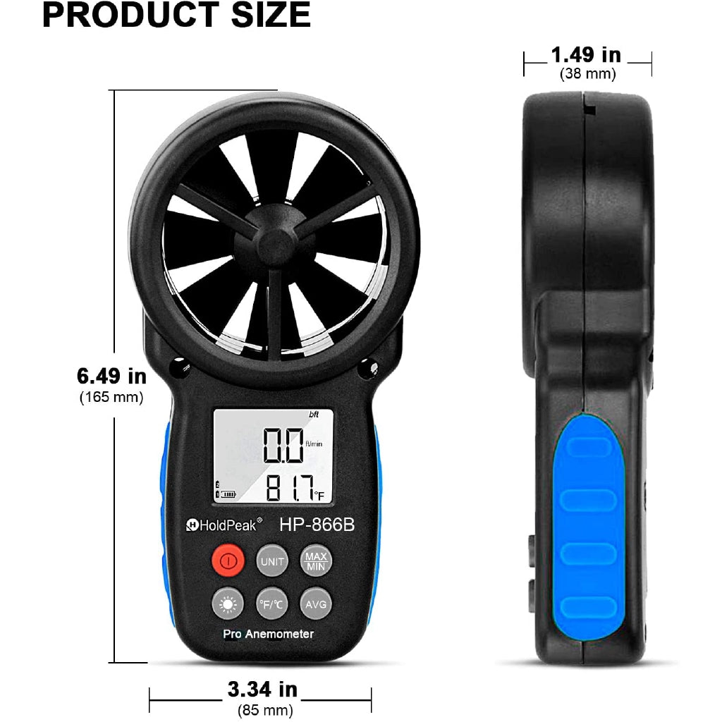 HOLDPEAK 866B Digital Anemometer Handheld Wind Speed Meter