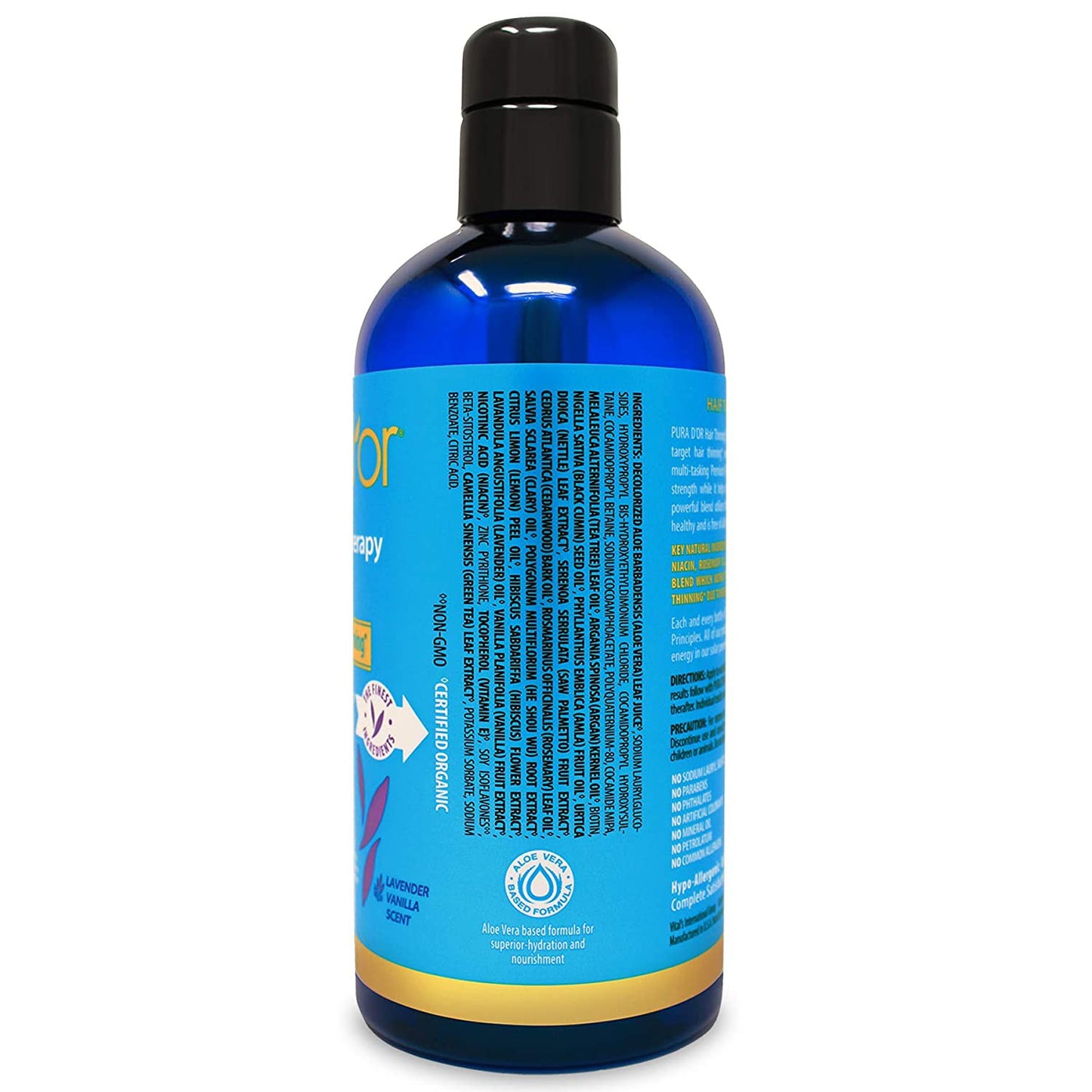 PURA D'OR Biotin Shampoo Imported from the USA VANILLA LAVENDER Scent (16 oz) w/Argan Oil
