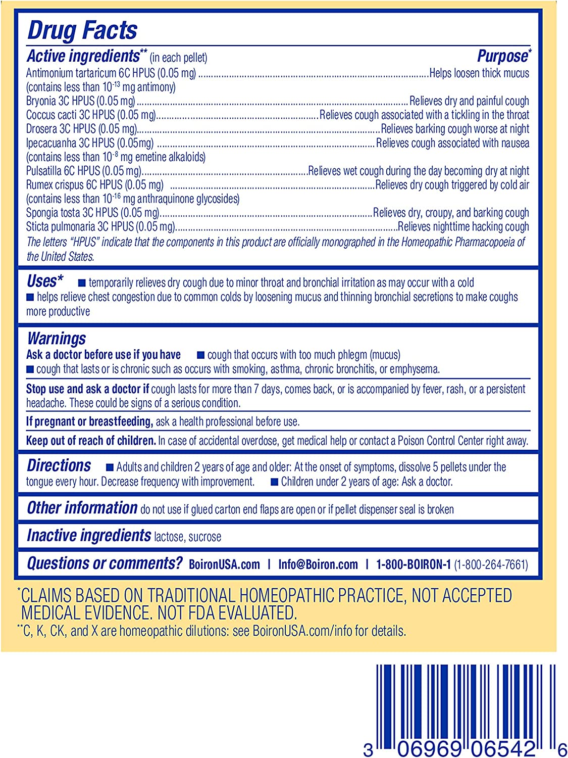 Boiron Chestal Meltaway Pellets Cough and Mucus Relief Homeopathic Medicine, Approx. 80 Pellets