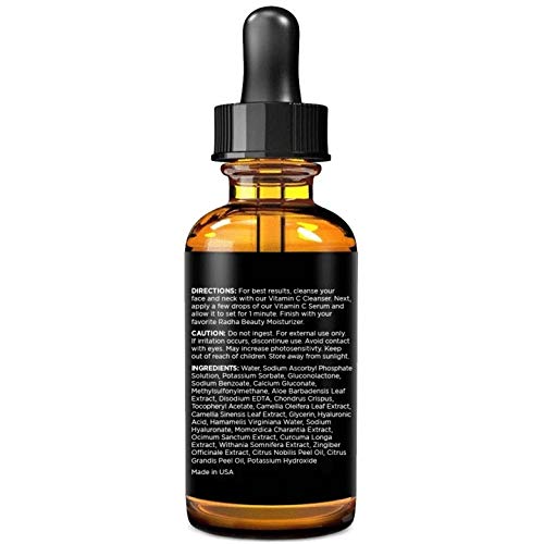 Radha Beauty Skin Care Vitamin C Serum for Face, Anti-aging 60 ml 2 oz
