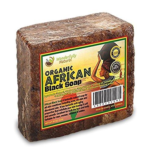 Wonderfully Natural African Black Soap, 1 lb. / 453g Bar #1 Acne Treatment Eczema Soap