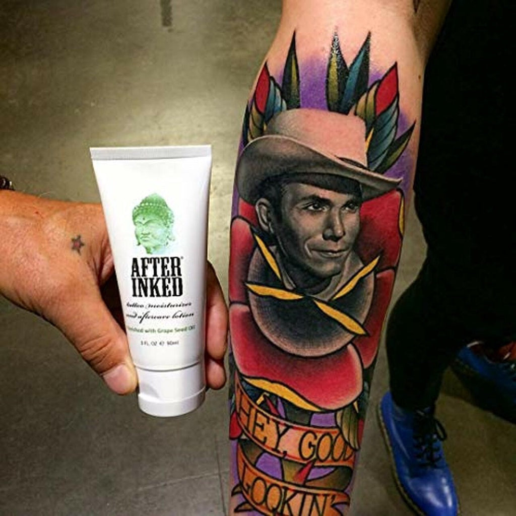 After Inked Tattoo Moisturizer & Aftercare Lotion Enriched with Grape Seed Oil, 3 fl.oz / 90ml