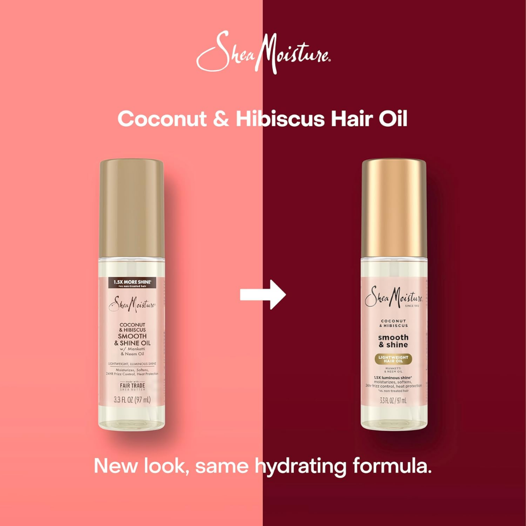 Shea Moisture Coconut & Hibiscus Smooth & Shine Oil w/ Manketti & Neem Oil, 97 ml / 3.3 fl. oz.