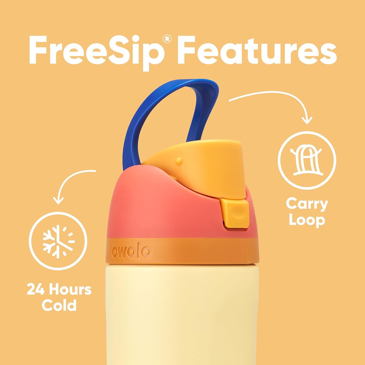 Owala Kids FreeSip Insulated Stainless Steel Water Bottle with Straw Misty Horizon, 16 oz