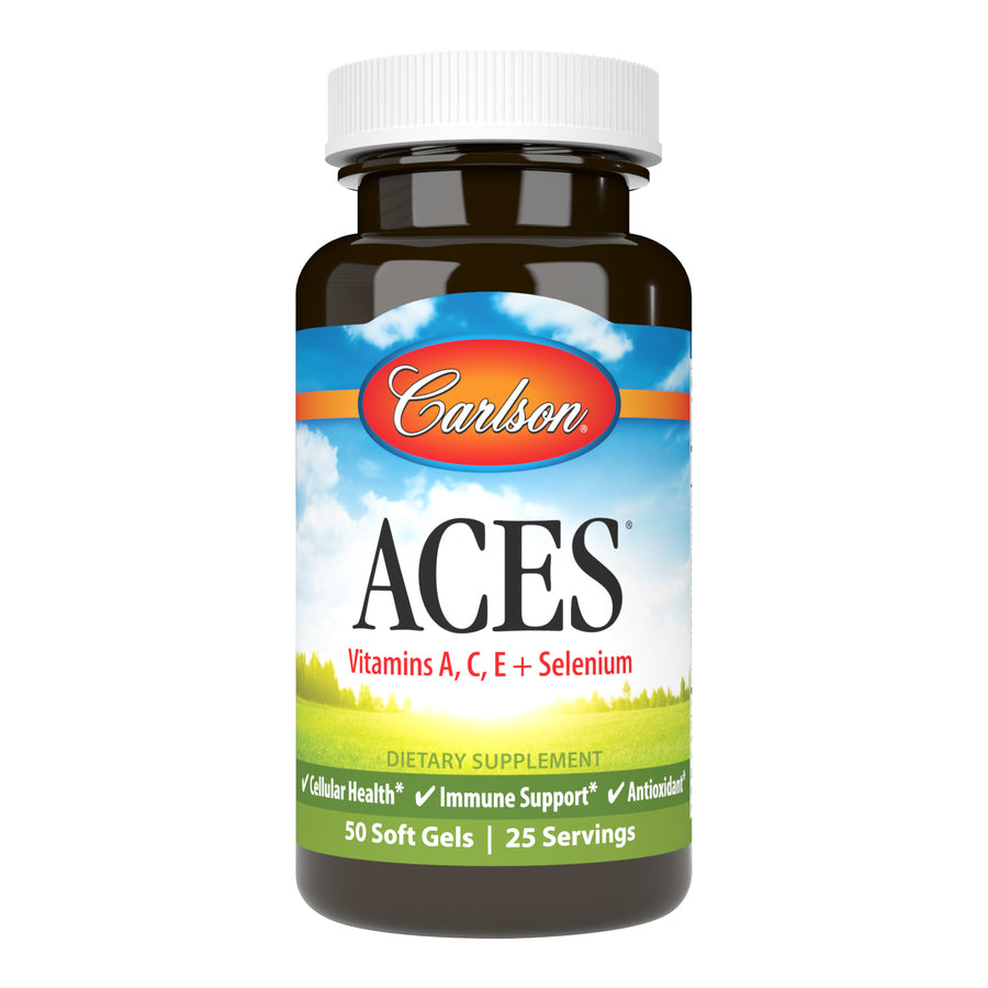 Carlson ACES Vitamin A, C, E + Selenium 50 Soft Gels Immune Support, Cellular Health & Antioxidant