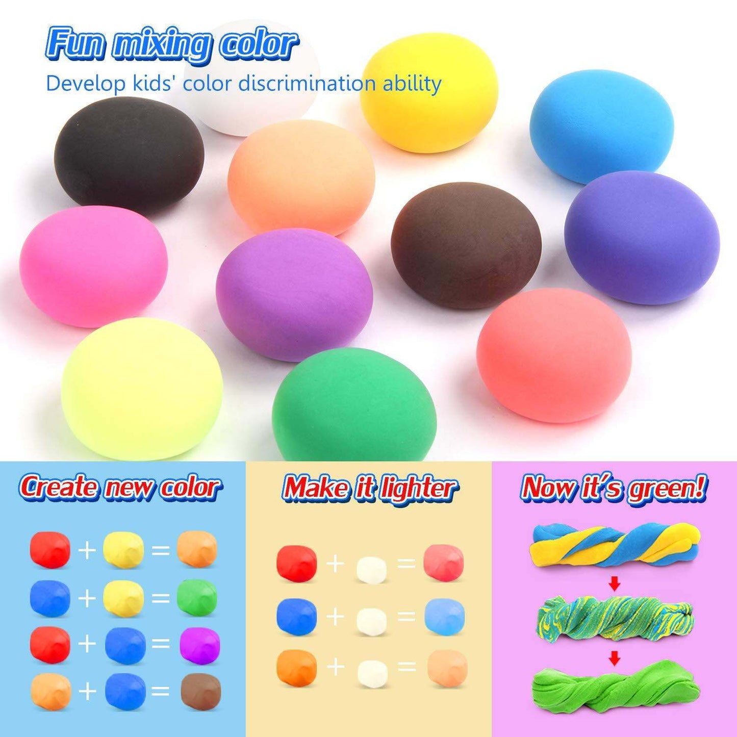Sago Brothers Air Dry Clay 24 Colors, Kids Toys Modeling Clay for Kids, 3 Year Old Girl Gifts No-Bake No Mess Molding Clay Kit, Model Magic Clay Christmas Birthday Gifts for Kids Girls Boys Age 3-12