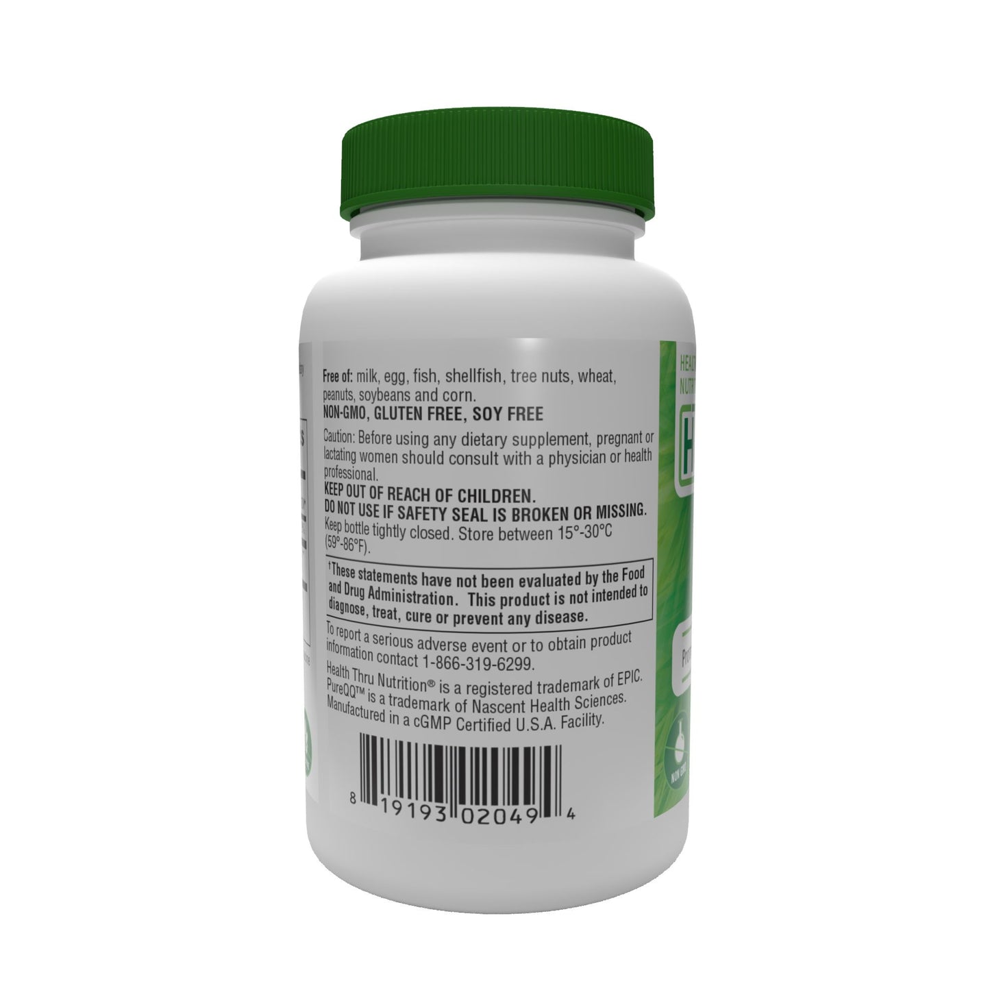 Health Thru Nutrition PQQ Pyrroloquinoline Quinone 20mg 120 Vegecaps Promotes Mitochondrial Biogenesis