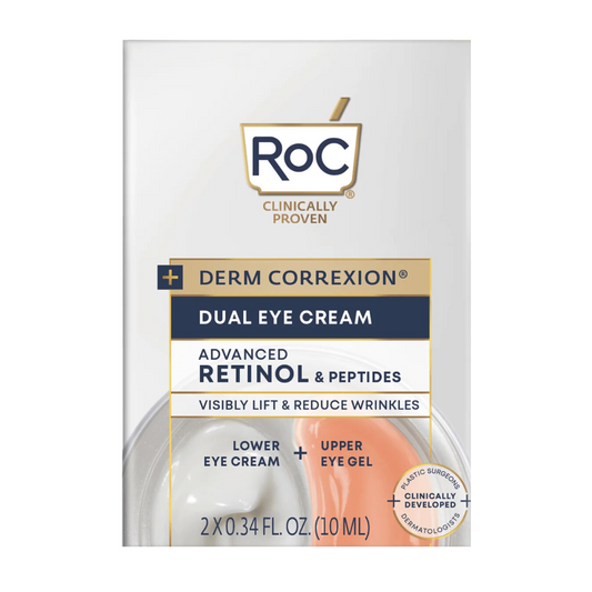 ROC Derm Correxion Dual Eye Cream Advanced Retinol & Peptides, 2 x 0.34 fl. oz / 10 ml with Retinol Eye Cream Packette