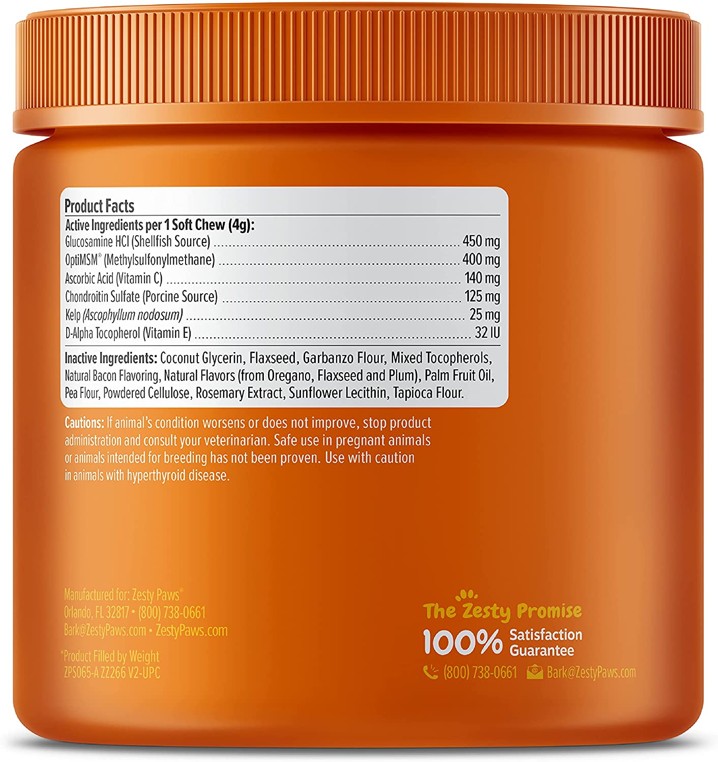 Zesty Paws Mobility Bites Glucosamine with Chondroitin & MSM Hip & Joint Health for Dogs, Bacon Flavor - 90 Soft Chews
