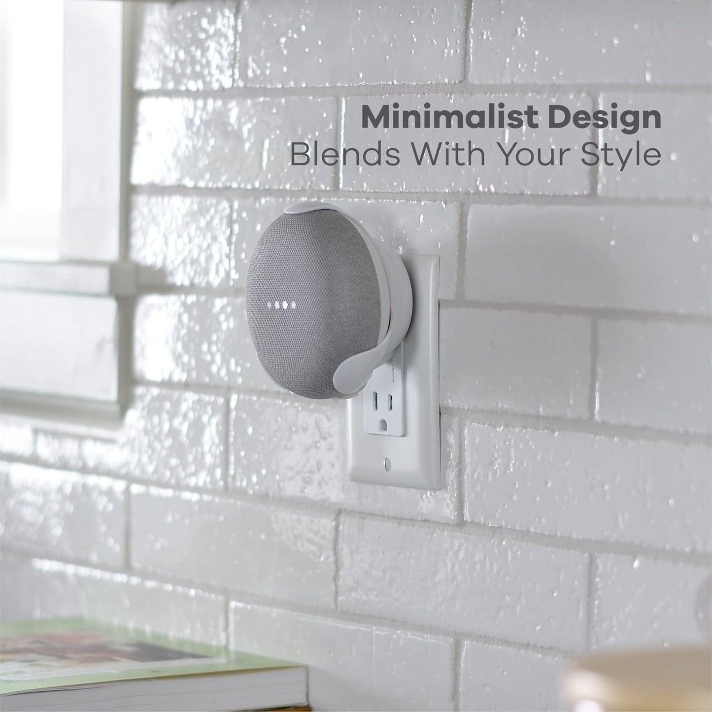 PowerClip Outlet Mount for Google Nest Mini Speaker Wall (Chalk)