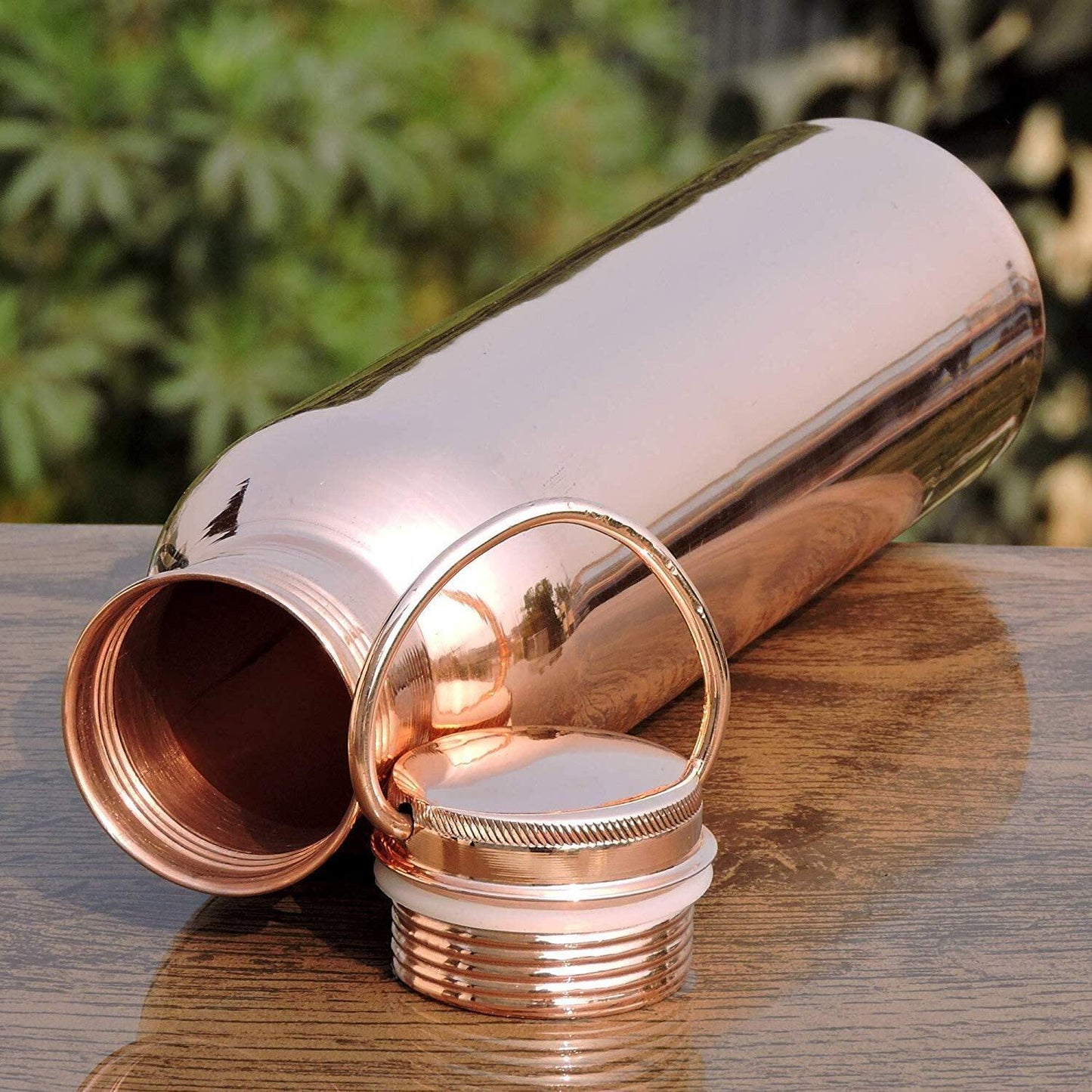 Ancient Impex Pure Copper Water Bottle with Handle with Ayurvedic Benefited, 33.84 US fl.oz Capacity