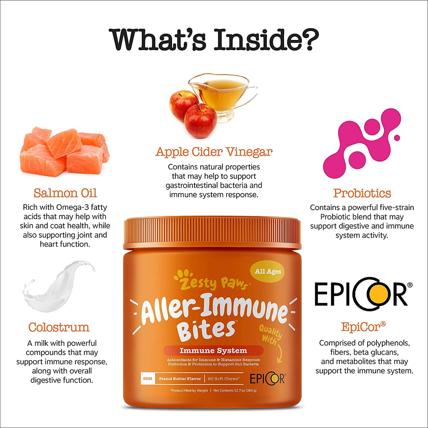 Zesty Paws Aller-Immune Bites For Immune System, Peanut Butter Flavor, 90 Soft Chews