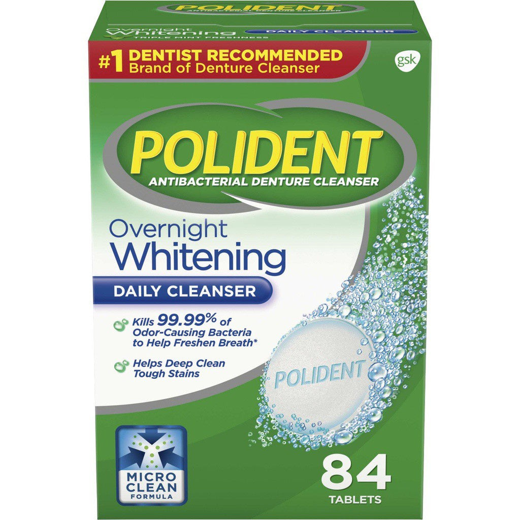 Polident Overnight Whitening Daily Cleanser, 84 Tablets