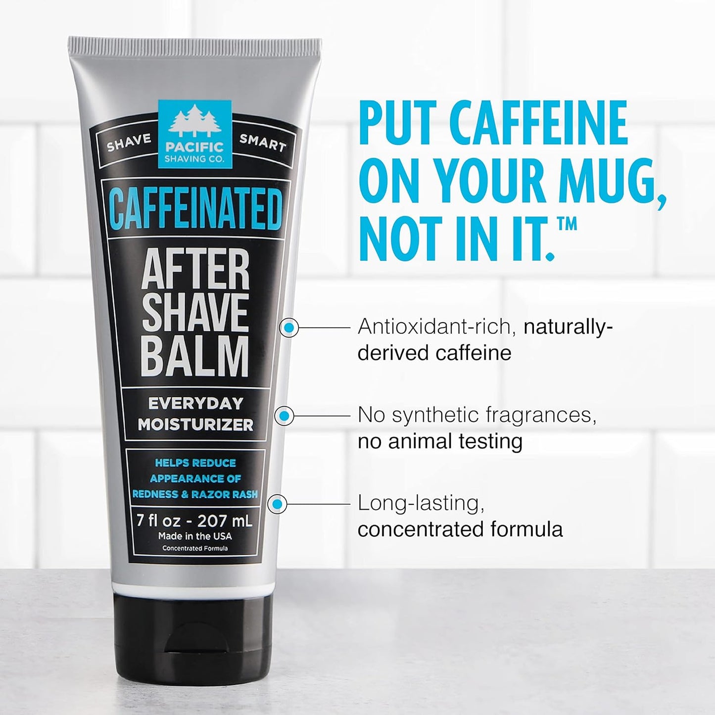 Shave Smart Pacific Caffeinated After Shave Balm Moisturizer 7 Fl Oz / 207 mL