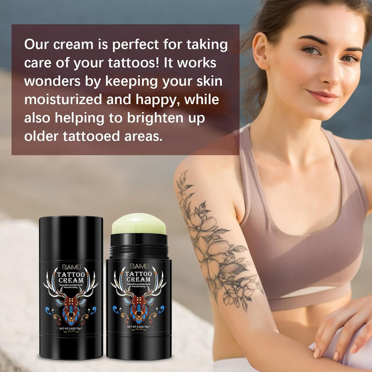 Elaimei Tattoo Cream Aftercare Helps Heal & Prevent Fading 2.6oz / 75g