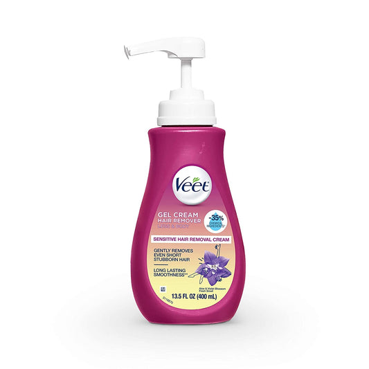 Veet Gel Cream Hair Remover Sensitive Formula with Aloe Vera and Vitamin E, Packaging May Vary, 13.5 fl oz / 400 ml