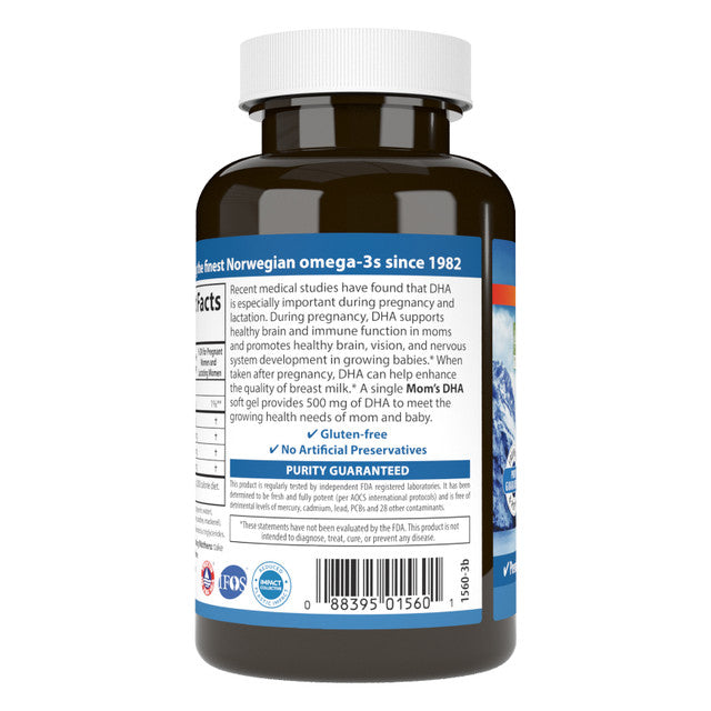Carlson Moms DHA 500 mg DHA 60 Softgels Prenatal Support