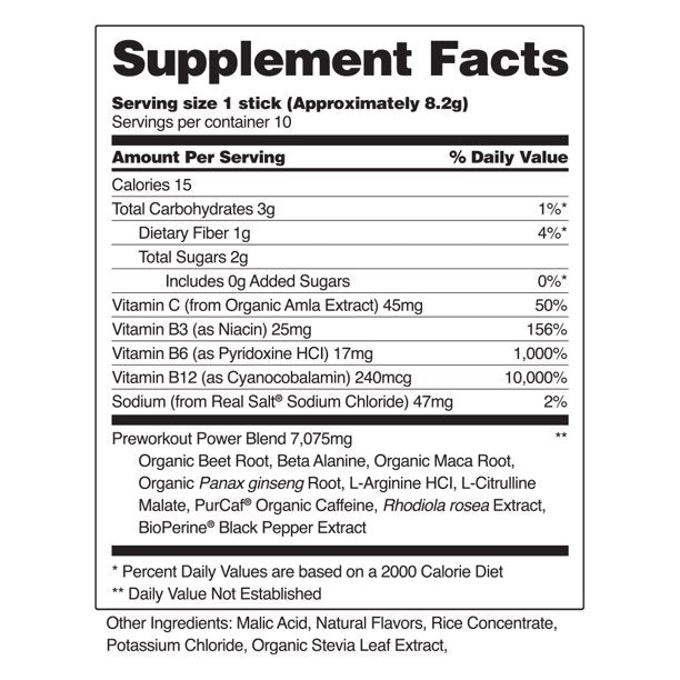 SNAP Nitric Oxide Preworkout With Organic Beets 1 Stick Pack 8.2 g