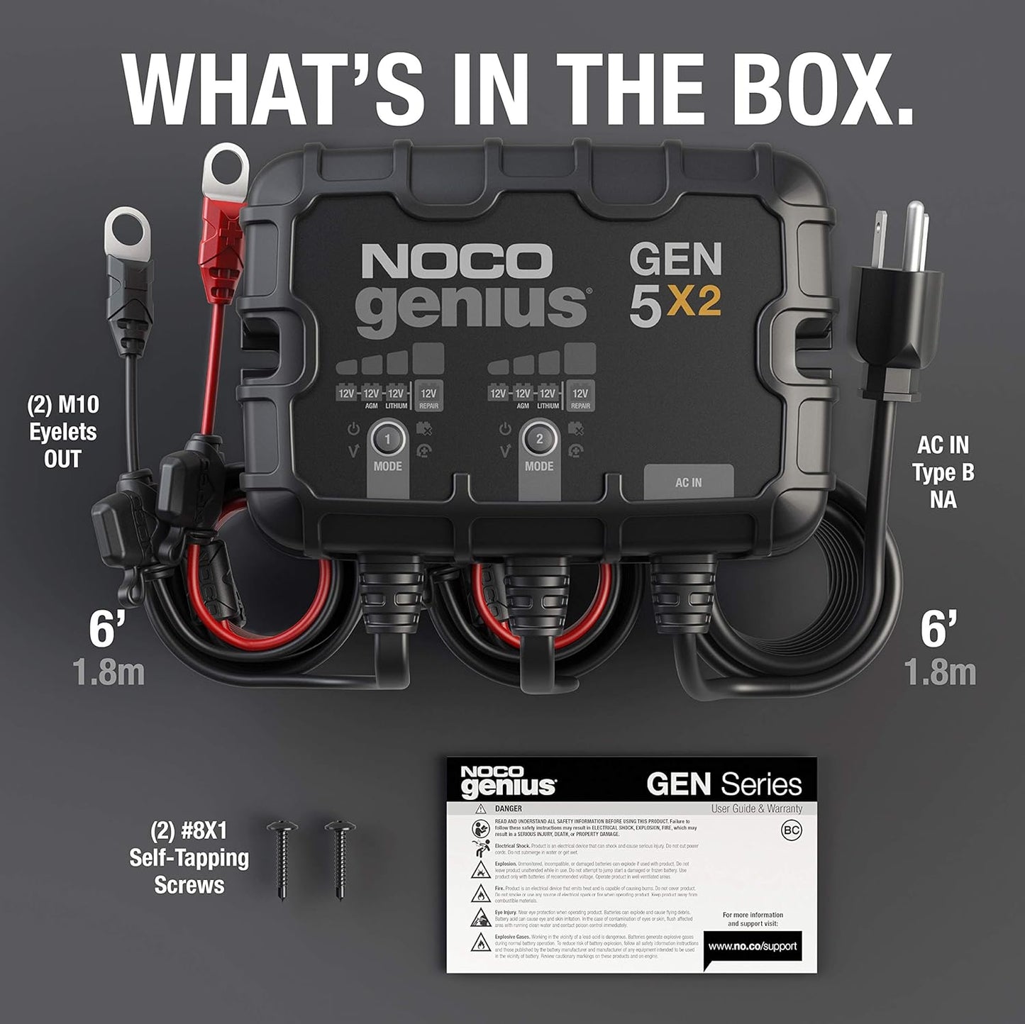 Noco Genius GEN5X2 12V 10A 2-Bank On Board Batter Charger