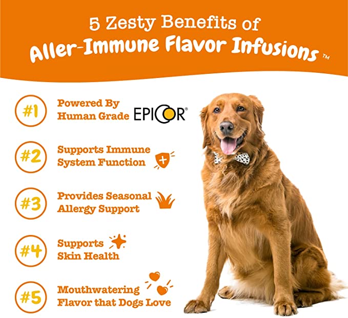 Zesty Paws Allergy & Immune Flavor Infusions for Dogs | Omega 3 Salmon Oil Chicken Flavor - 16 fl oz