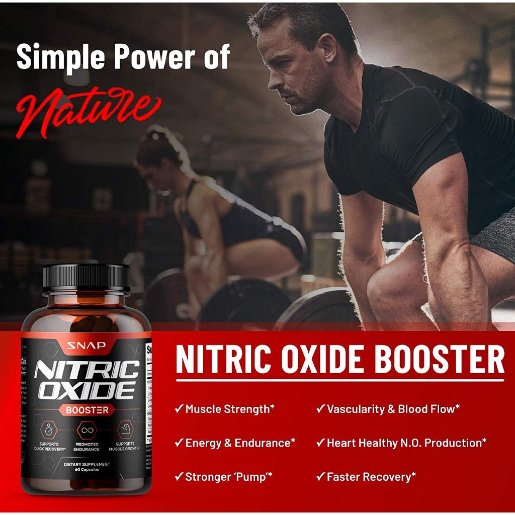 Snap Supplements Nitric Oxide Supplements 1500mg Formula Muscle Builder for Strength 60 Capsules