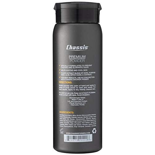 Chassis Premium ICE MAX Body Powder for Men, Intense Cooling, 4.4 oz. / 125g