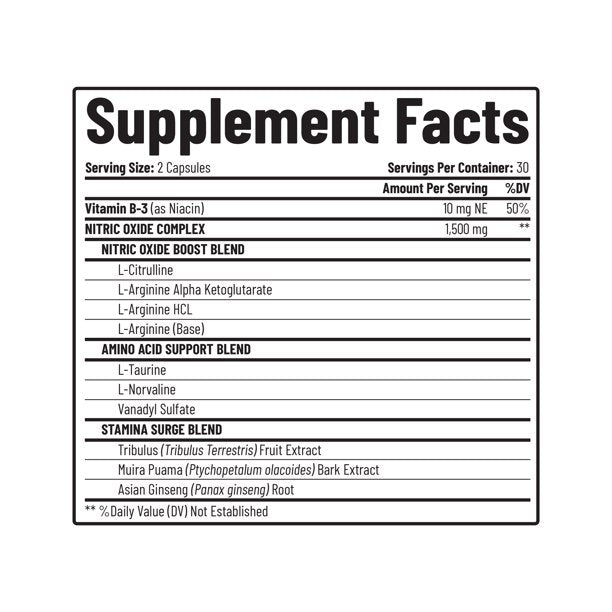 SNAP Supplements Nitric Oxide Booster, 60 Capsules Supports Muscle Growth, Quick Recovery & Healthy Circulation