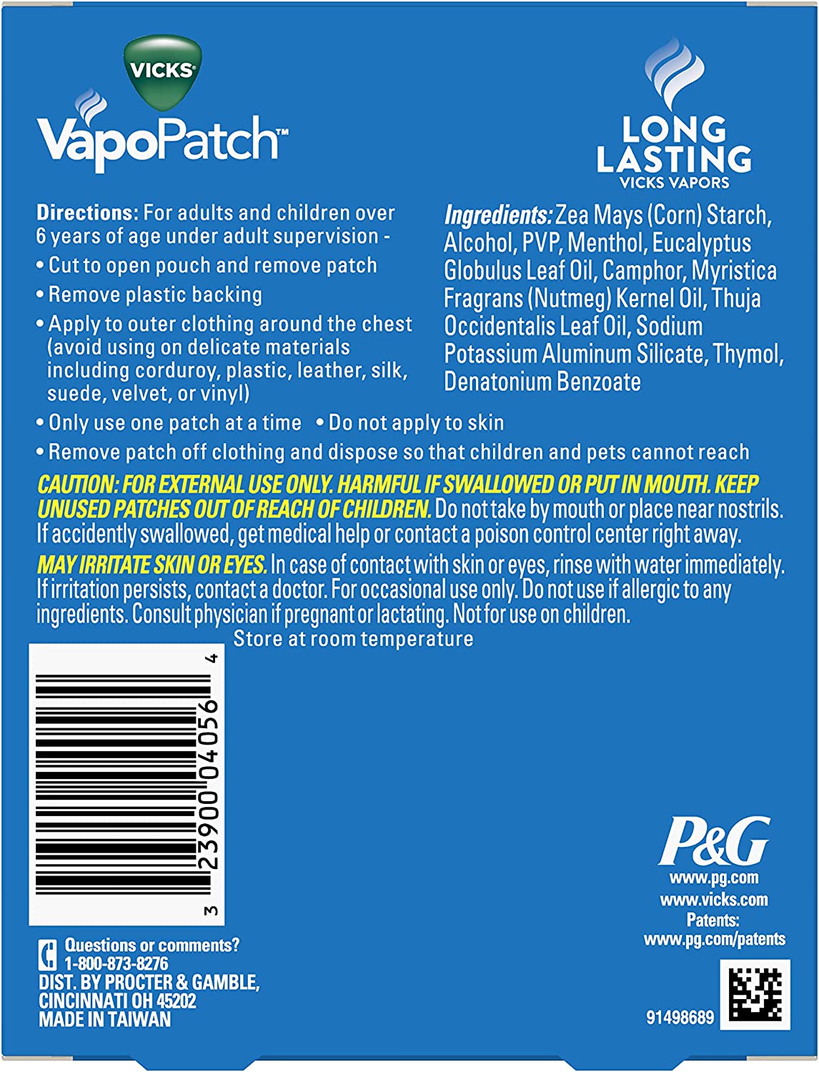 Vicks VapoPatch Long Lasting Soothing Vapors, 5 Wearable Aroma Patches
