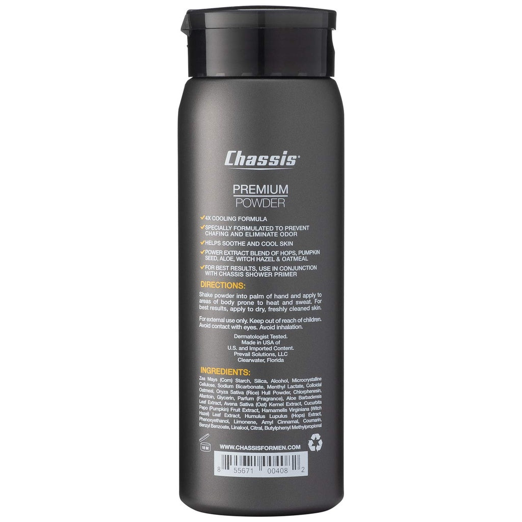 Chassis Premium ICE Body Powder for Men, Fresh Scent, 4 oz. / 125g
