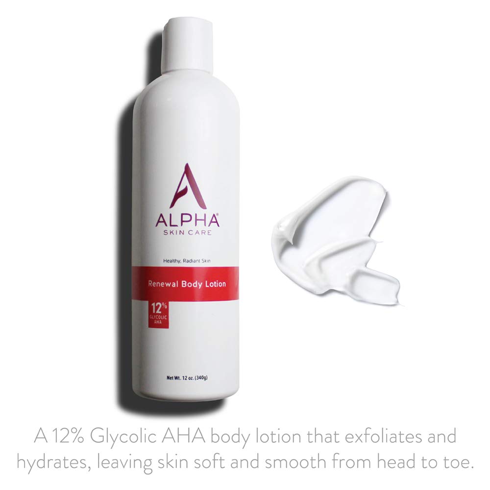 Alpha Skin Care Renewal Body Lotion, 12% Glycolic Alpha Hydroxy Acid (AHA), 12 oz. / 340g