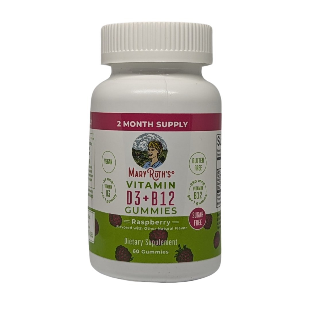 Mary Ruth's Vitamin D3 + B12 Gummies Raspberry, 60 Gummies