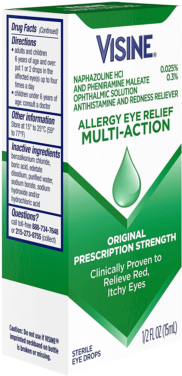 Visine Allergy Eye Relief Multi-Action Eye Drops, For Red & Itchy Eyes, 15ml