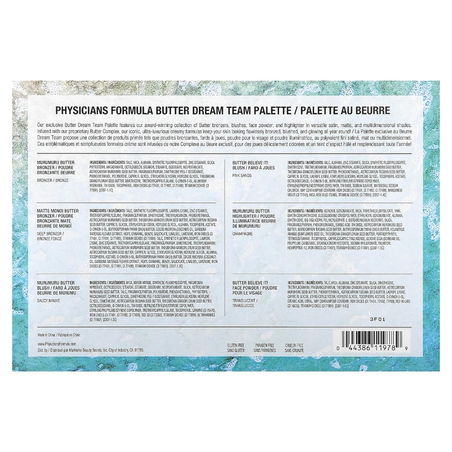 Physicians Formula Butter Drean Team Face Pallete Gift Set Bronzer, Blush, Face Powder Makeup Collection