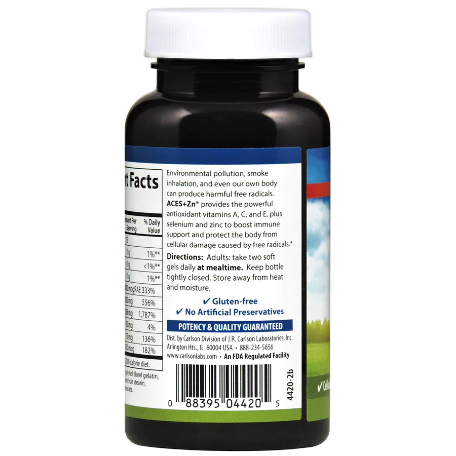 Carlson ACES + Zn 60 Softgels Vitamin A C E Selenium and Zinc Multivitamin