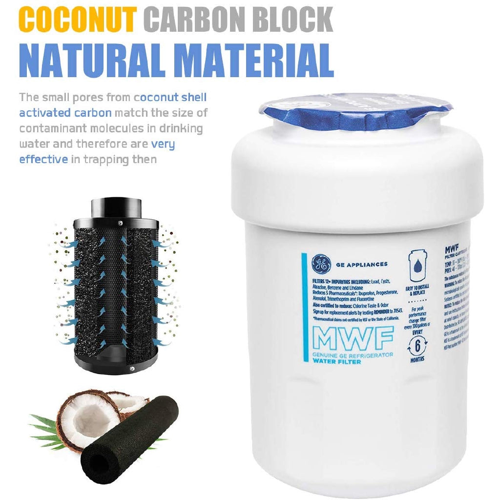 GE MWF Smart Refrigerator Water Filter, General Electric Replacement Cartridge (New Version)